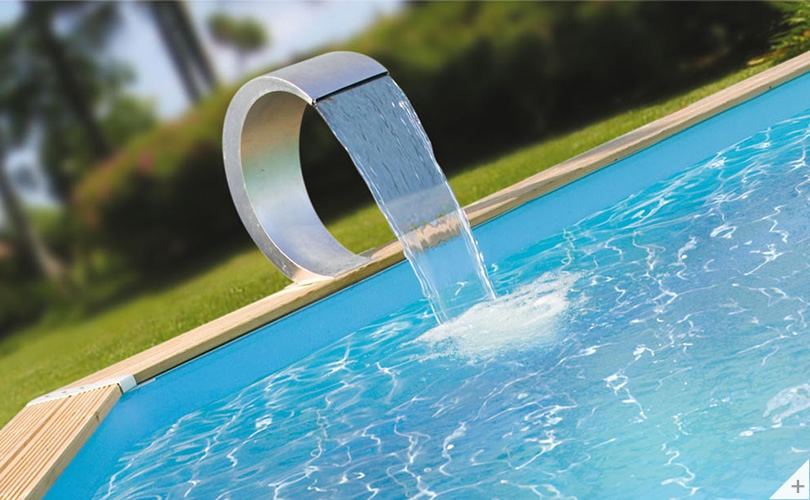 Cascata OASI in Acciaio Inox 316 e luci da giardino o per piscina fuori terra o piscina interrata da esterno - Cover