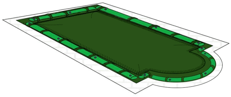 Copertura impermeabile piscina invernale rettangolare su misura piscina con asole per tubolari 400gmq