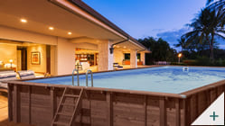 Piscina in legno autoportante fuori terra rettangolare ovale