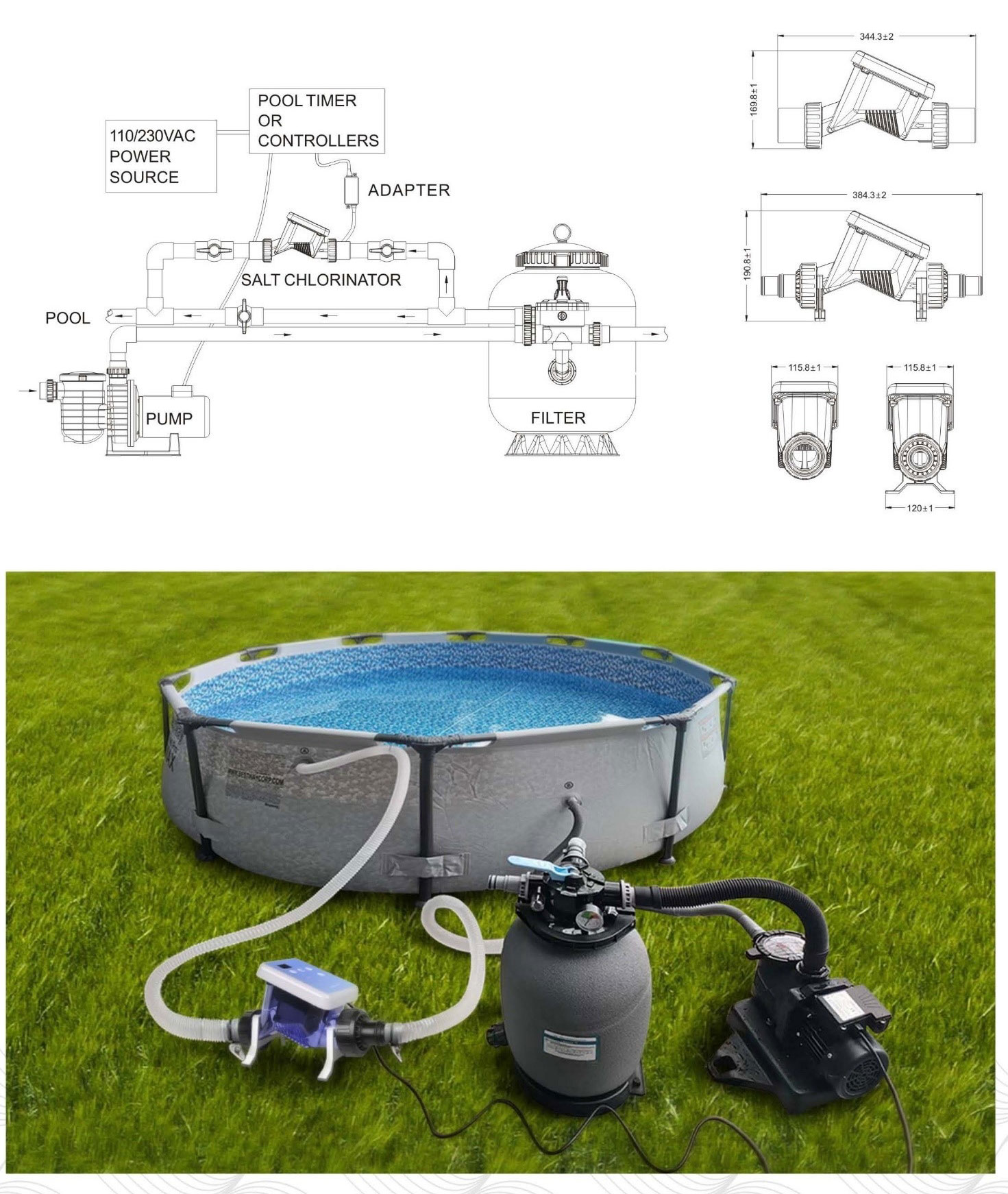 Semplice clorinatore di sale per piscina Semplice clorinatore di sale per piscina