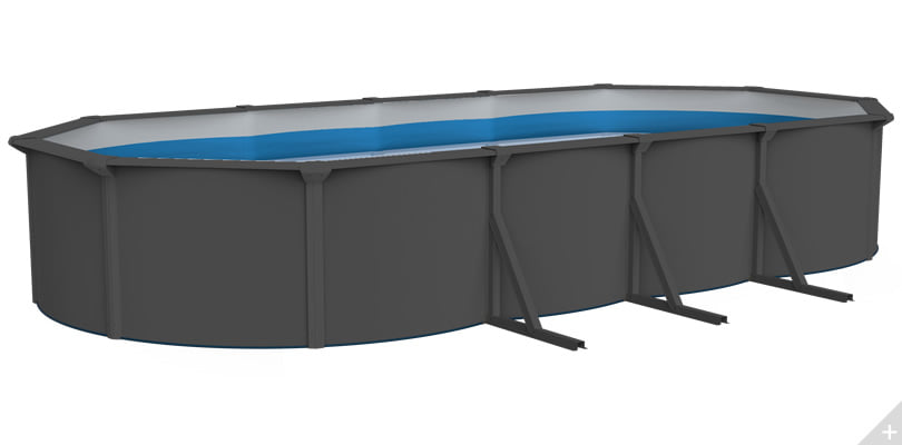 Piscina fuori terra in acciaio Ovale autoportante Aquamarina 610 grigia h. 120 cm