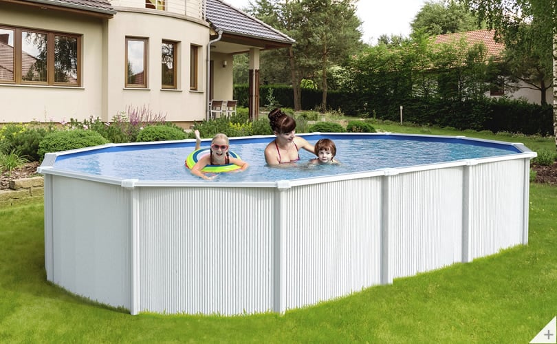 Piscina fuori terra in acciaio Ovale autoportante White Pool 490 bianca h. 120 cm