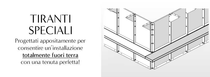 Piscine fuori terra autoportante Astrea in kit pannelli d'acciaio fai da te 4,90x2,45 m tiranti speciali per l'installazione totalmente fuori terra