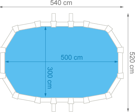 Piscina fuori terra in acciaio GRE Ovale SICILIA KITPROV503W - Dimensioni