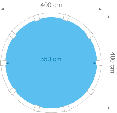 Piscina fuori terra in acciaio GRE Circolare CERDENA KIT350PO - Dimensioni