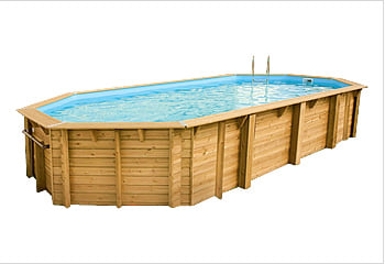 Kit piscina della piscina in legno fuori terra da esterno Azura 750x400 Liner azzurro: struttura in legno
