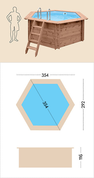 Piscina in legno fuori terra da esterno Jardin 354: specifiche tecniche