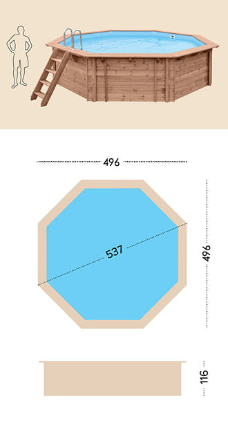 Piscina in legno fuori terra da esterno Jardin 434: specifiche tecniche