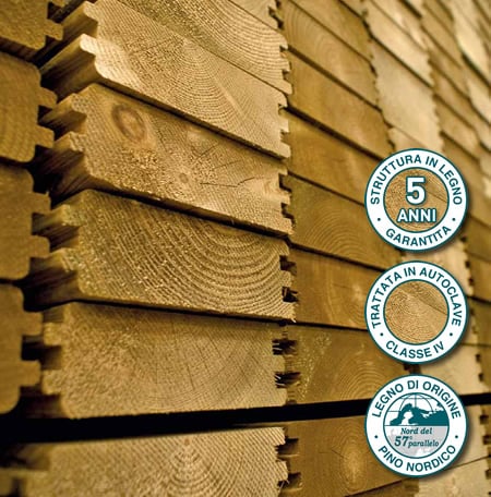 Piscina in legno fuori terra da esterno con Liner sabbia Jardin CARRE 8x5 m: struttura in legno naturale di Pino nordico