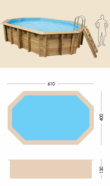 Piscina in legno fuori terra da esterno OCEAN 610x400: specifiche tecniche
