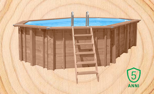 Piscina in legno fuori terra rettangolare Jardin CARRE 8x5 m: qualità e Sistema a incastro facilitato per una lunga durata.