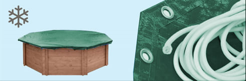 Copertura invernale 4 stagioni della piscina in legno fuori terra da giardino con Liner sabbia Jardin CARRE 8x5 m