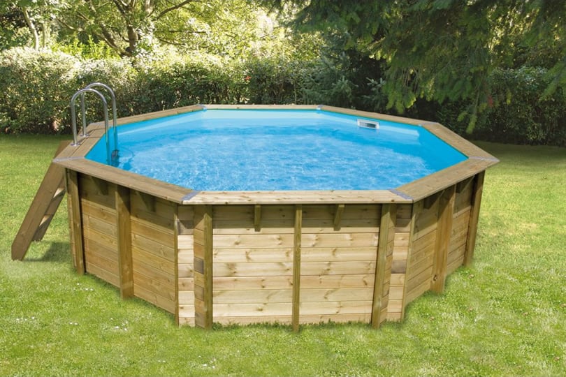 Piscina in legno fuori terra ottagonale circolare da giardino Ocean 430 Liner azzurro