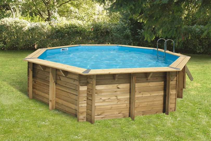 Piscina in legno fuori terra ottagonale circolare da giardino Ocean 510 Liner azzurro