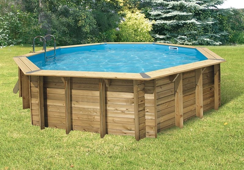 Piscina in legno fuori terra ottagonale circolare da giardino Ocean 580 Liner azzurro