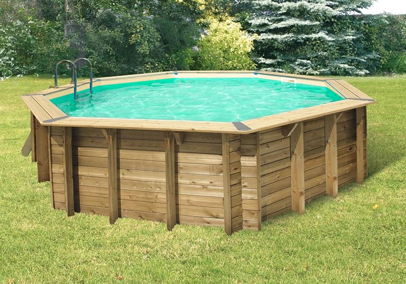 Piscina in legno fuori terra ottagonale circolare da giardino Ocean 580 Liner sabbia