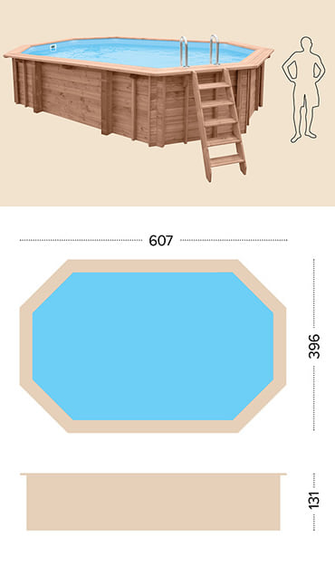 Piscina in legno fuori terra da esterno Jardin 607: specifiche tecniche