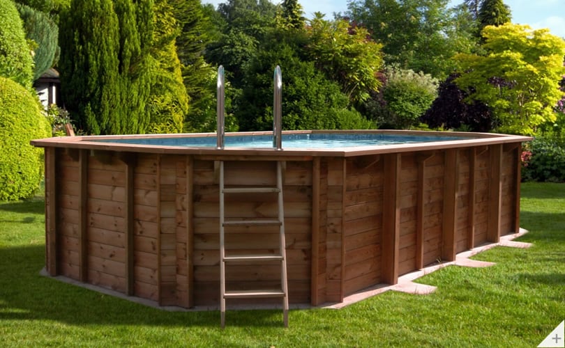 Piscina in legno fuori terra ottagonale allungata da giardino Jardin 727