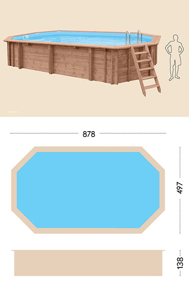 Piscina in legno fuori terra da esterno Jardin 814: specifiche tecniche
