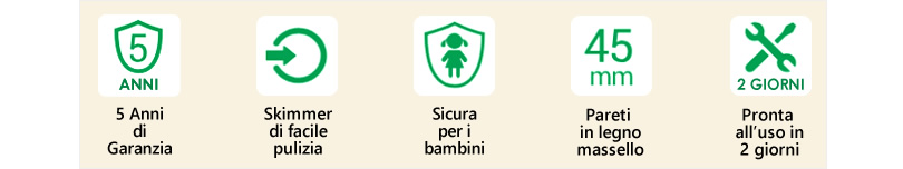 Piscina in legno fuori terra da giardino JARDIN BABY 210x210 cm - Caratteristiche