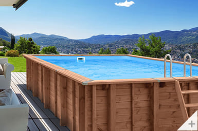 Piscina in legno fuori terra da esterno con Liner sabbia Jardin CARRE 12x6 m da esterno