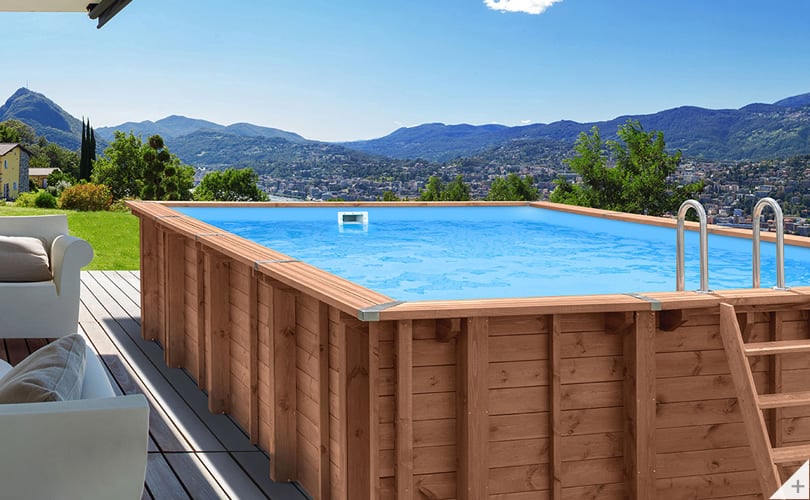 Piscina in legno fuori terra rettangolare da giardino Jardin CARRE 8x5 m