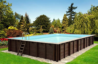 Piscina in legno fuori terra da esterno con Liner sabbia Jardin CARRE 8x5 m da esterno