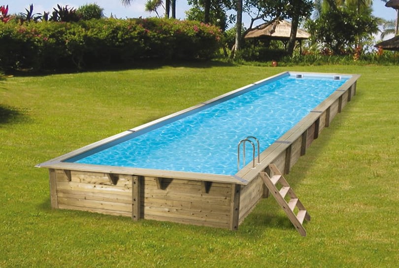 Piscina in legno fuori terra ottagonale circolare da giardino MASTER POOL 1550x350 Liner azzurro