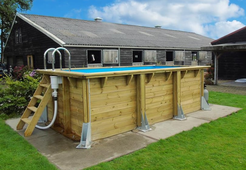 Piscina in legno fuori terra ottagonale circolare da giardino Azura 450x250 Liner azzurro