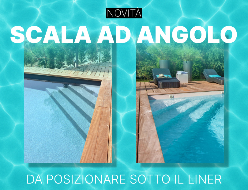 Piscina in legno 5x3 rettangolare con scala ad angolo sotto liner JARDIN CARRE: novità 2025