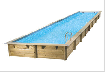 Kit piscina della piscina in legno fuori terra da esterno MASTER POOL 1550x350 Liner azzurro: struttura in legno