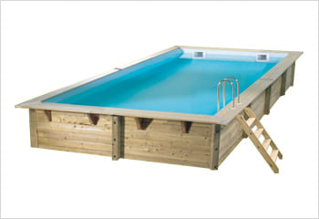 Kit piscina della piscina in legno fuori terra da esterno LINEA 650x350 Liner azzurro: struttura in legno
