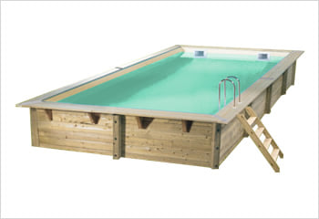 Kit piscina della piscina in legno fuori terra da esterno LINEA 650x350 Liner sabbia: struttura in legno