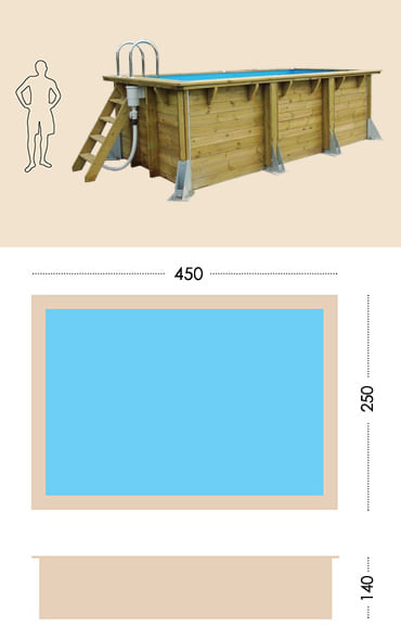 Piscina in legno fuori terra da esterno Urban Pool 450x250 Liner sabbia: specifiche tecniche