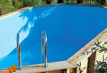 Piscina in legno fuori terra da esterno WEVA LUXE 840 - h.146 cm compreso nel kit: il liner