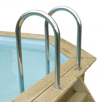 Kit piscina della piscina in legno fuori terra da esterno MASTER POOL 1100x500 Liner azzurro: Scala interna in acciaio