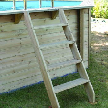 Kit piscina della piscina in legno fuori terra da esterno MASTER POOL 1100x500 Liner azzurro: scala di accesso in legno
