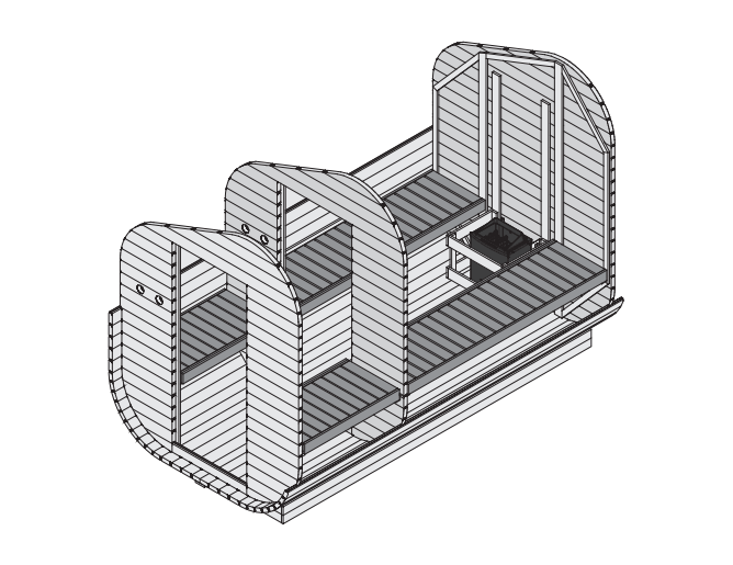 Sauna a botte da giardino Asimmetrica 3 look interno