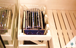Vista laterale sauna Aria 180 BIG compatta da interno