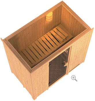 Sauna Variado Combo-Bio + infrarossi – schema vista dall’alto della cabina finlandese da interno