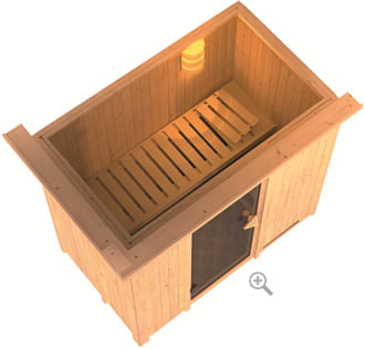 Sauna Variado finlandese + infrarossi con cornice LED – schema vista dall’alto