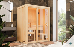 Sauna Ava 1 68 mm coibentata con porta in vetro bronzato – immagine 6