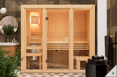 Sauna Ava 2 68 mm coibentata con porta in vetro bronzato – immagine 2