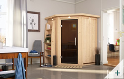 Sauna finlandese classica Ombretta coibentata con porta in vetro GRAFITE con cornice LED