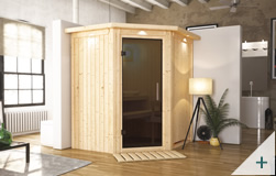 Sauna finlandese classica Teresa coibentata con porta in vetro GRAFITE con cornice LED