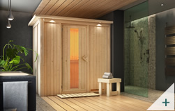 Sauna Variado Combo-Bio + infrarossi – porta coibentata in legno e vetro con cornice LED