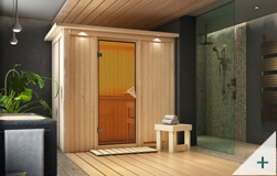 Sauna Variado Combo-Bio + infrarossi – porta in vetro bronzato con cornice LED