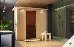 Sauna Variado Combo-Bio + infrarossi – porta in vetro grafite con cornice LED
