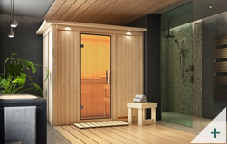 Sauna Variado Combo-Bio + infrarossi – porta in vetro trasparente con cornice LED