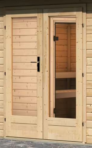 Sauna finlandese da esterno CasaSauna Big - Kit spedito: Porta in vetro bronzato